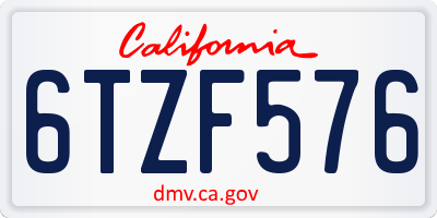 CA license plate 6TZF576