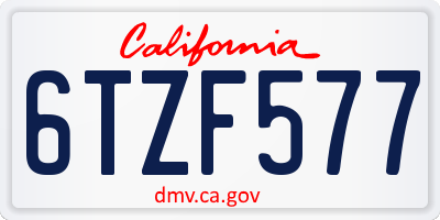 CA license plate 6TZF577