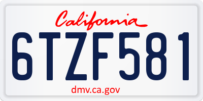 CA license plate 6TZF581