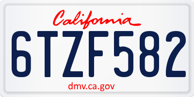 CA license plate 6TZF582