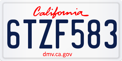 CA license plate 6TZF583