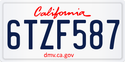 CA license plate 6TZF587