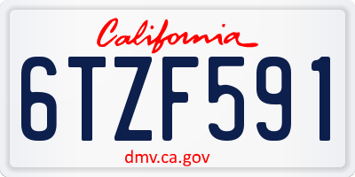 CA license plate 6TZF591