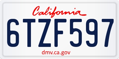 CA license plate 6TZF597