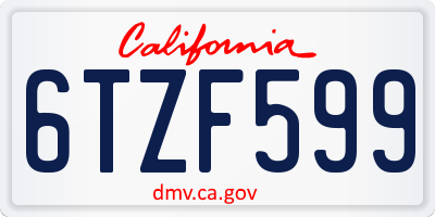 CA license plate 6TZF599