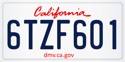 CA license plate 6TZF601