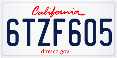 CA license plate 6TZF605