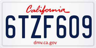 CA license plate 6TZF609