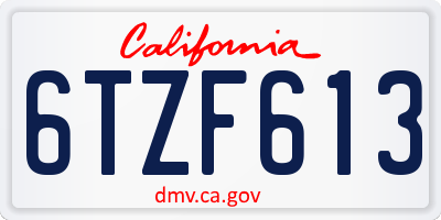 CA license plate 6TZF613