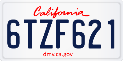 CA license plate 6TZF621