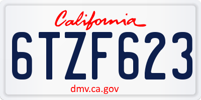 CA license plate 6TZF623