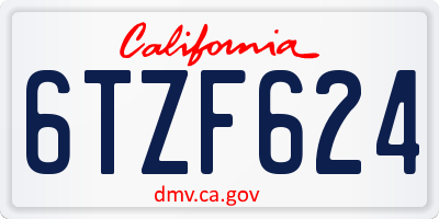 CA license plate 6TZF624