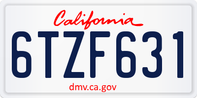 CA license plate 6TZF631