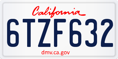 CA license plate 6TZF632