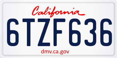 CA license plate 6TZF636