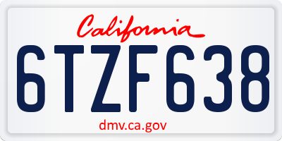 CA license plate 6TZF638