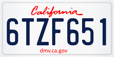 CA license plate 6TZF651