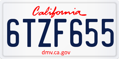 CA license plate 6TZF655