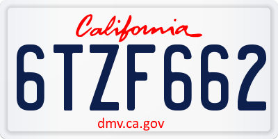 CA license plate 6TZF662