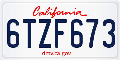 CA license plate 6TZF673