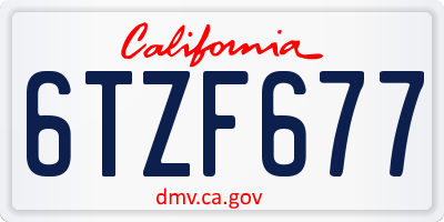 CA license plate 6TZF677