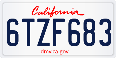 CA license plate 6TZF683