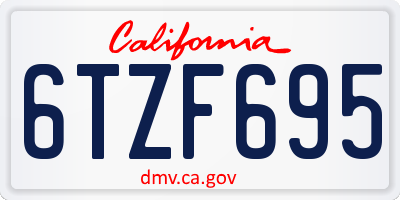 CA license plate 6TZF695