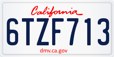 CA license plate 6TZF713