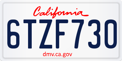 CA license plate 6TZF730