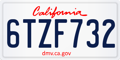 CA license plate 6TZF732