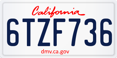 CA license plate 6TZF736
