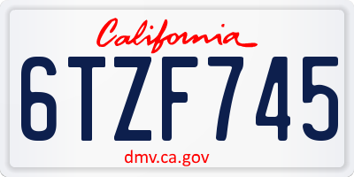 CA license plate 6TZF745
