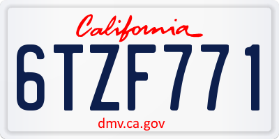 CA license plate 6TZF771