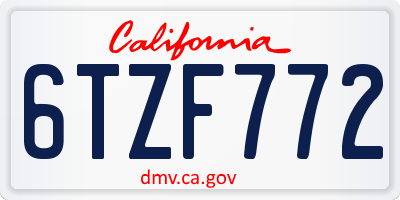 CA license plate 6TZF772
