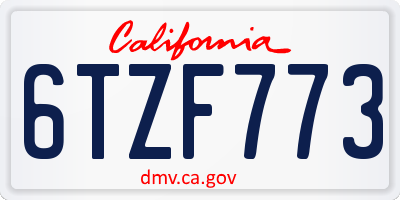 CA license plate 6TZF773