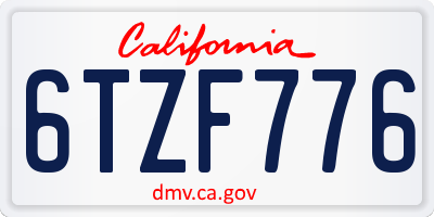 CA license plate 6TZF776