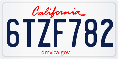 CA license plate 6TZF782