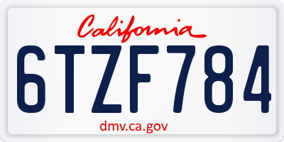 CA license plate 6TZF784