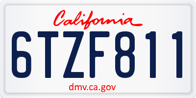 CA license plate 6TZF811