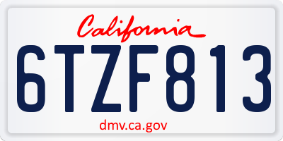 CA license plate 6TZF813