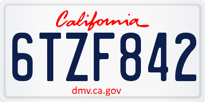 CA license plate 6TZF842