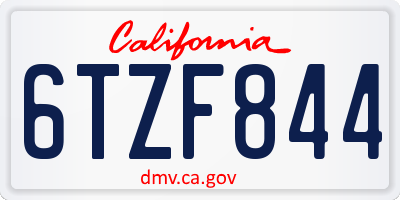 CA license plate 6TZF844