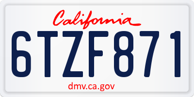 CA license plate 6TZF871