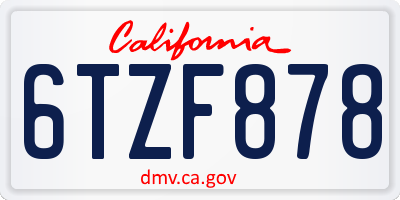CA license plate 6TZF878