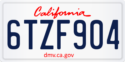CA license plate 6TZF904