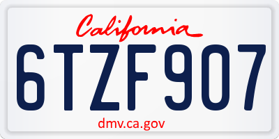 CA license plate 6TZF907