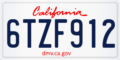 CA license plate 6TZF912