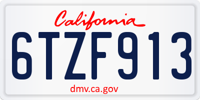 CA license plate 6TZF913