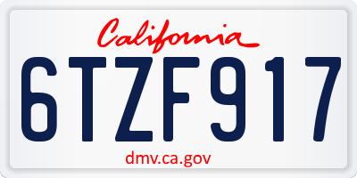 CA license plate 6TZF917