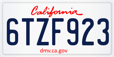CA license plate 6TZF923